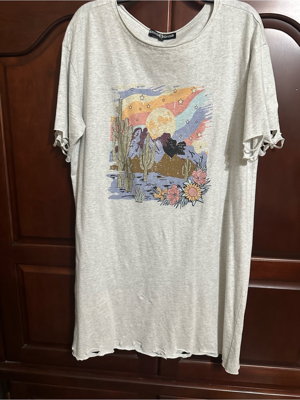 Western print tee shirt dress